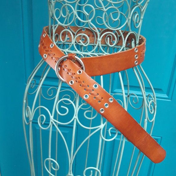 Genuine Leather Belt Metal Studded Rivets Grommets Woven Braided Western Women main image 10
